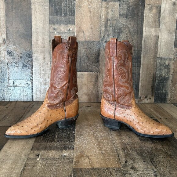 Tony Lama Vintage Full Quill Ostrich Cowboy Boots Mens 8 D - Picture 9 of 12